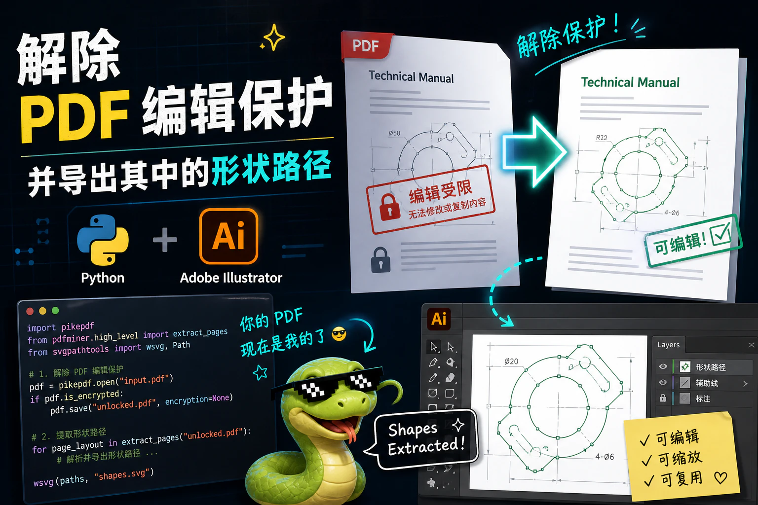 Cover image for 解除 PDF 编辑保护并导出其中的形状路径